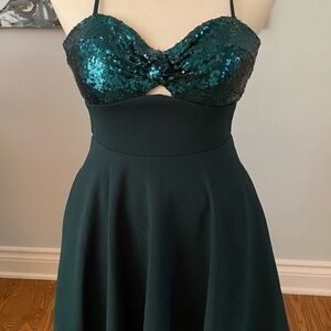 City Studio Strapless Teal Sequin Dress